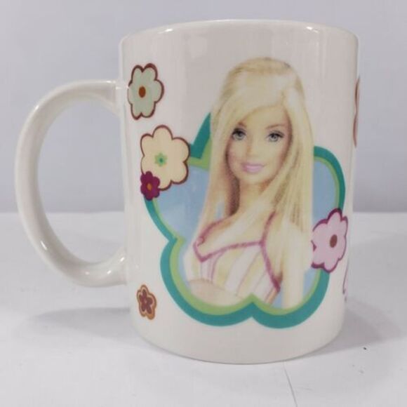 Barbie Mug 2005 Mattel Best Friends Flowers Coffee Tea Monogam Used Condition - Picture 1 of 7